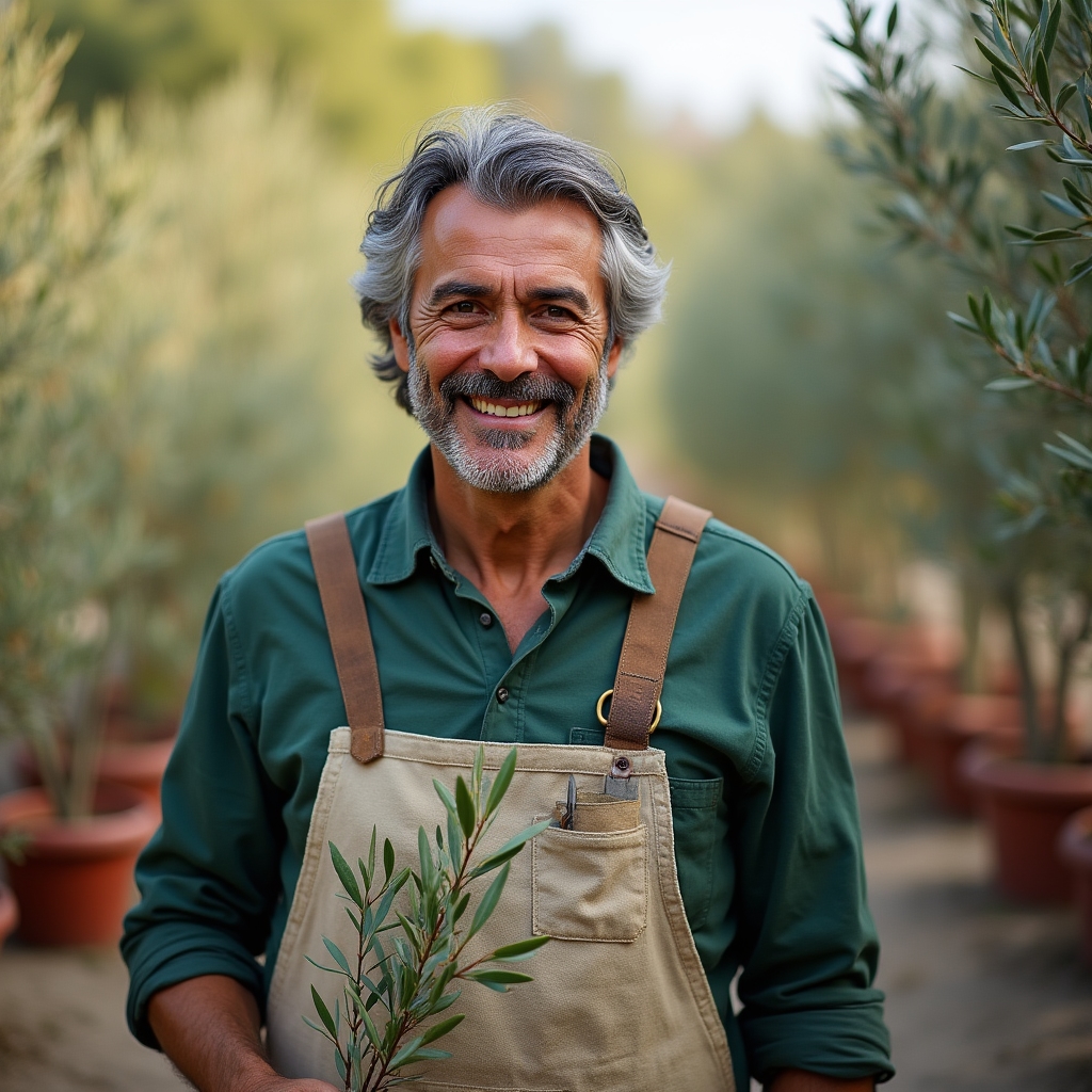 Istruttore di giardinaggio che mostra tecniche di potatura a un gruppo nel vivaio